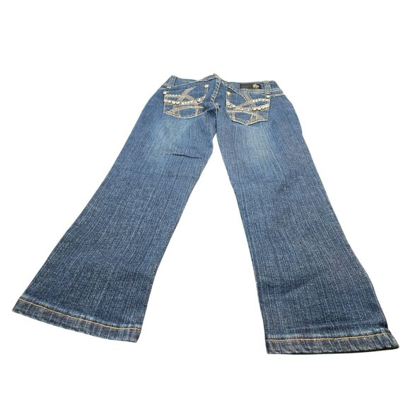 CEst Toi Juniors Capri Jeans Rhinestone Pocket Designs Size 3 Stretch JJ3999 - Picture 9 of 10